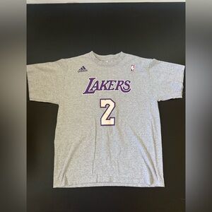 Adidas Gray Lakers Tee with Purple Details